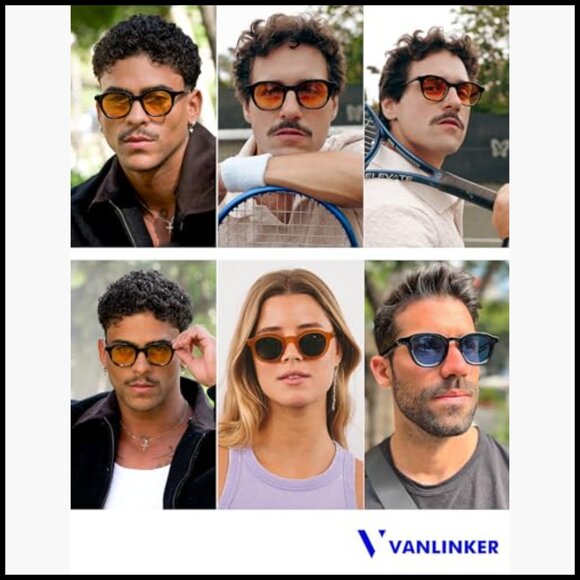 Retro Round Sunglasses with UV400 Protection Plastic Frame